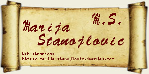 Marija Stanojlović vizit kartica